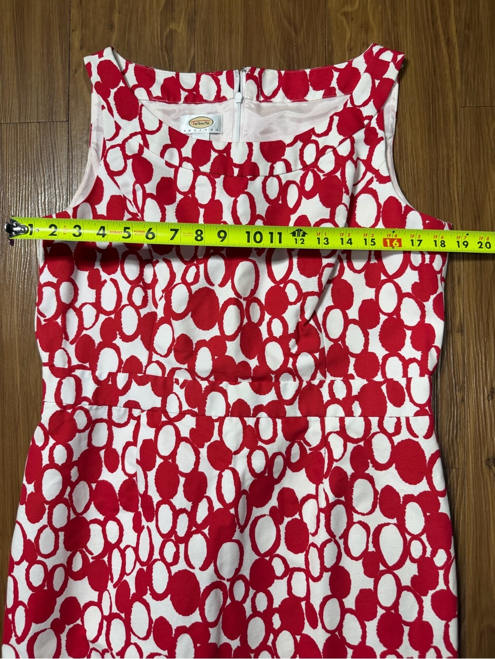Talbots Red & White Geometric Print Sleeveless Sheath Dress - Picture 3 of 6